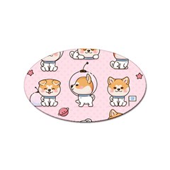 Set Kawaii Smile Japanese Dog Cartoon Sticker Oval (10 Pack)