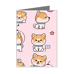 Set Kawaii Smile Japanese Dog Cartoon Mini Greeting Card by Wegoenart