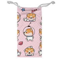 Set Kawaii Smile Japanese Dog Cartoon Jewelry Bag by Wegoenart