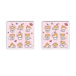 Set Kawaii Smile Japanese Dog Cartoon Cufflinks (Square) Front(Pair)