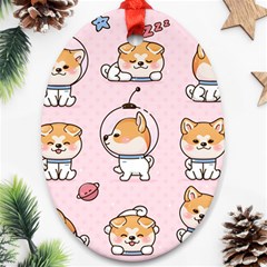 Set Kawaii Smile Japanese Dog Cartoon Oval Ornament (two Sides) by Wegoenart