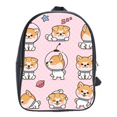 Set Kawaii Smile Japanese Dog Cartoon School Bag (large) by Wegoenart