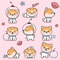 Set Kawaii Smile Japanese Dog Cartoon Play Mat (square) by Wegoenart