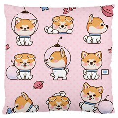 Set Kawaii Smile Japanese Dog Cartoon Large Cushion Case (two Sides) by Wegoenart