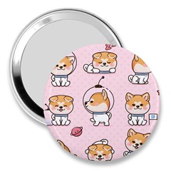 Set Kawaii Smile Japanese Dog Cartoon 3  Handbag Mirrors by Wegoenart