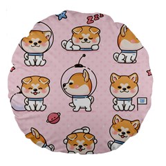 Set Kawaii Smile Japanese Dog Cartoon Large 18  Premium Round Cushions by Wegoenart