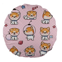 Set Kawaii Smile Japanese Dog Cartoon Large 18  Premium Flano Round Cushions by Wegoenart