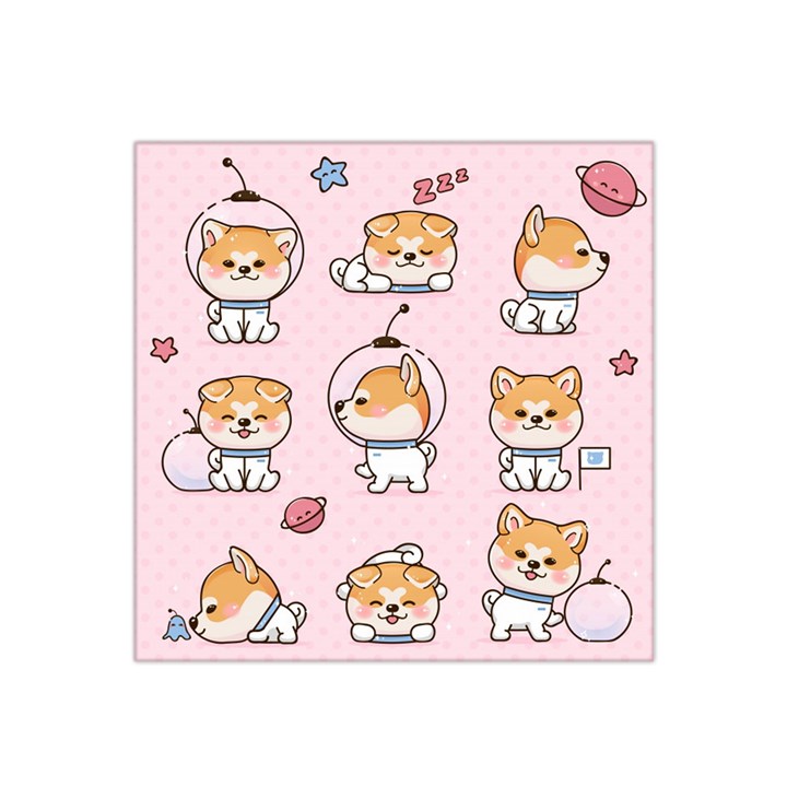 Set Kawaii Smile Japanese Dog Cartoon Satin Bandana Scarf 22  x 22 