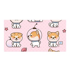 Set Kawaii Smile Japanese Dog Cartoon Satin Wrap 35  X 70  by Wegoenart