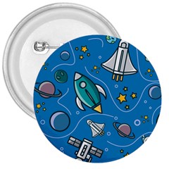 Rocket Ship Space Seamless Pattern 3  Buttons by Wegoenart