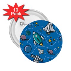 Rocket Ship Space Seamless Pattern 2 25  Buttons (10 Pack)  by Wegoenart