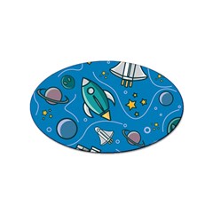 Rocket Ship Space Seamless Pattern Sticker (oval)