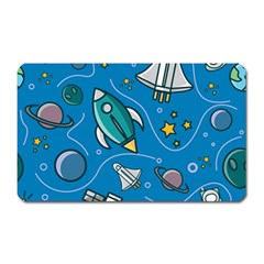 Rocket Ship Space Seamless Pattern Magnet (rectangular) by Wegoenart