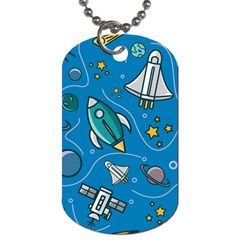 Rocket Ship Space Seamless Pattern Dog Tag (two Sides) by Wegoenart