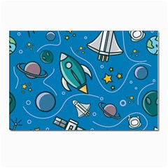 Rocket Ship Space Seamless Pattern Postcards 5  X 7  (pkg Of 10)