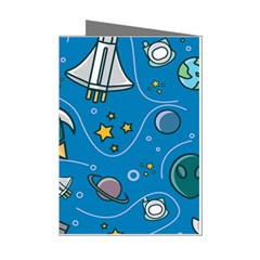 Rocket Ship Space Seamless Pattern Mini Greeting Cards (pkg Of 8)