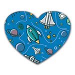 Rocket Ship Space Seamless Pattern Heart Mousepad Front