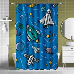 Rocket Ship Space Seamless Pattern Shower Curtain 48  X 72  (small)  by Wegoenart