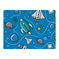 Rocket Ship Space Seamless Pattern Double Sided Flano Blanket (mini)  by Wegoenart