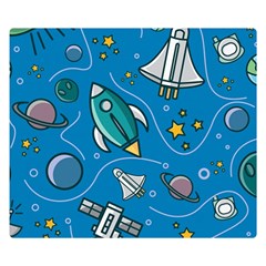 Rocket Ship Space Seamless Pattern Double Sided Flano Blanket (small)  by Wegoenart