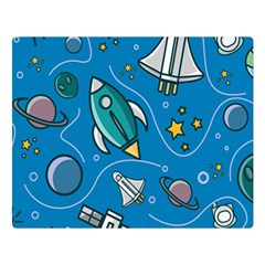 Rocket Ship Space Seamless Pattern Double Sided Flano Blanket (large)  by Wegoenart