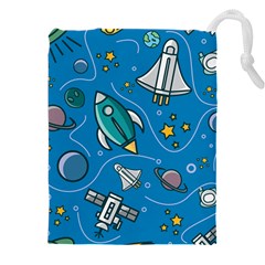 Rocket Ship Space Seamless Pattern Drawstring Pouch (5xl) by Wegoenart