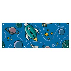 Rocket Ship Space Seamless Pattern Banner And Sign 8  X 3 