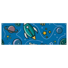 Rocket Ship Space Seamless Pattern Banner And Sign 12  X 4 