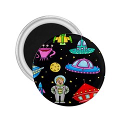 Seamless Pattern With Space Object Ufo Rocket Alien Hand Drawn Element Space 2 25  Magnets by Wegoenart