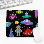 Seamless Pattern With Space Object Ufo Rocket Alien Hand Drawn Element Space Large Mousepad Front