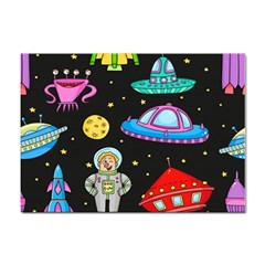 Seamless Pattern With Space Object Ufo Rocket Alien Hand Drawn Element Space Sticker A4 (10 Pack) by Wegoenart