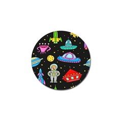 Seamless Pattern With Space Object Ufo Rocket Alien Hand Drawn Element Space Golf Ball Marker (10 Pack) by Wegoenart