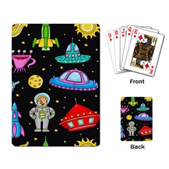 Seamless Pattern With Space Object Ufo Rocket Alien Hand Drawn Element Space Playing Cards Single Design (rectangle) by Wegoenart