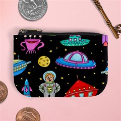 Seamless Pattern With Space Object Ufo Rocket Alien Hand Drawn Element Space Mini Coin Purse by Wegoenart