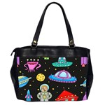 Seamless Pattern With Space Object Ufo Rocket Alien Hand Drawn Element Space Oversize Office Handbag (2 Sides) Back