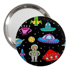 Seamless Pattern With Space Object Ufo Rocket Alien Hand Drawn Element Space 3  Handbag Mirrors by Wegoenart