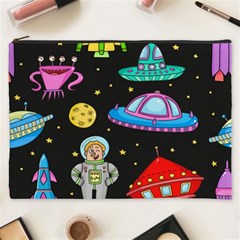 Seamless Pattern With Space Object Ufo Rocket Alien Hand Drawn Element Space Cosmetic Bag (xxxl) by Wegoenart