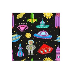 Seamless Pattern With Space Object Ufo Rocket Alien Hand Drawn Element Space Satin Bandana Scarf 22  X 22  by Wegoenart