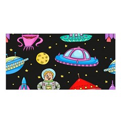 Seamless Pattern With Space Object Ufo Rocket Alien Hand Drawn Element Space Satin Shawl 45  X 80  by Wegoenart