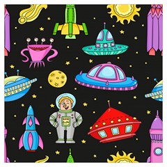 Seamless Pattern With Space Object Ufo Rocket Alien Hand Drawn Element Space Lightweight Scarf  by Wegoenart