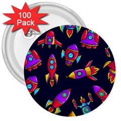 Space Pattern 3  Buttons (100 Pack)  by Wegoenart