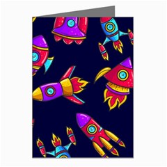 Space Pattern Greeting Cards (pkg Of 8) by Wegoenart