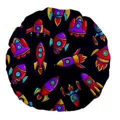 Space Pattern Large 18  Premium Flano Round Cushions by Wegoenart