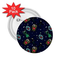 Monster Alien Pattern Seamless Background 2 25  Buttons (10 Pack)  by Wegoenart