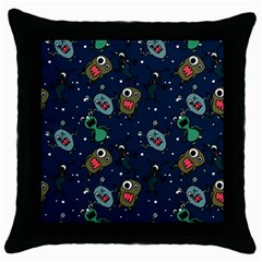 Monster Alien Pattern Seamless Background Throw Pillow Case (black)