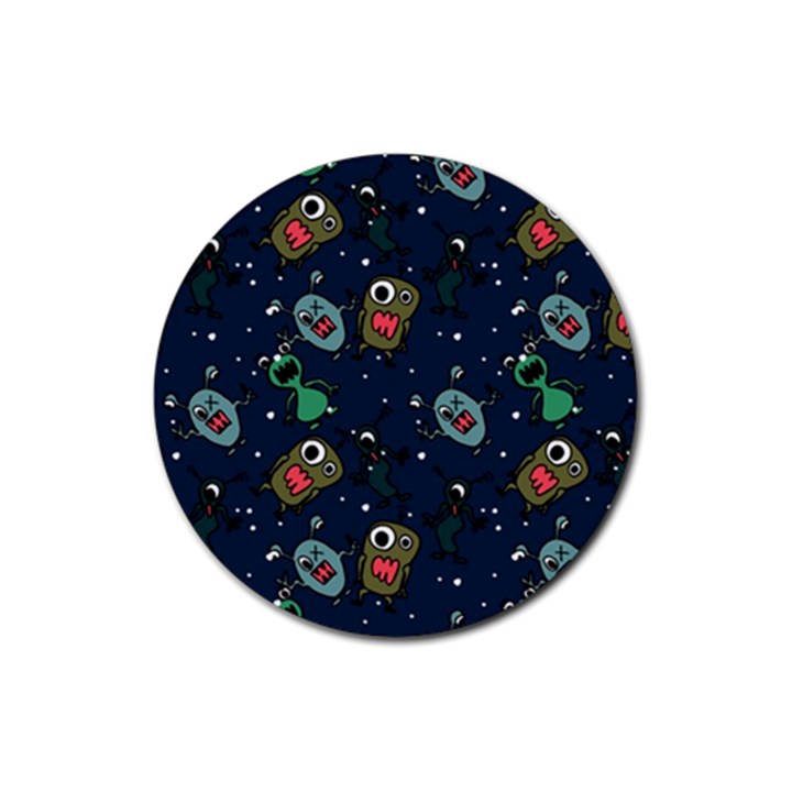 Monster Alien Pattern Seamless Background Rubber Coaster (Round)