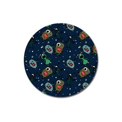 Monster Alien Pattern Seamless Background Magnet 3  (round) by Wegoenart