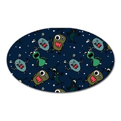 Monster Alien Pattern Seamless Background Oval Magnet by Wegoenart