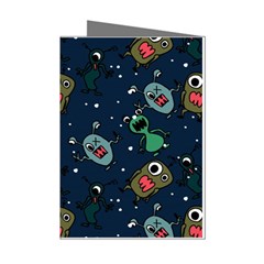 Monster Alien Pattern Seamless Background Mini Greeting Cards (pkg Of 8)