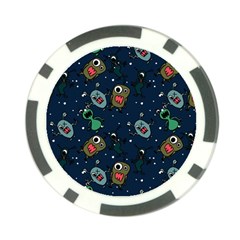 Monster Alien Pattern Seamless Background Poker Chip Card Guard by Wegoenart